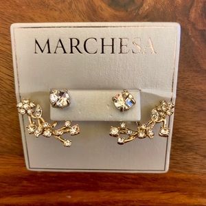NWT Marchesa Glass Front/Back Earrings